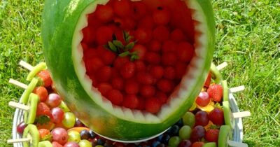 Spießplatte mit Melone